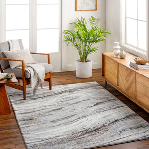 Livabliss Allegro Geometric Polyester Area Rug Turkish Woven for Large Living Spaces Ivory, Charcoal 9'2" x 12' AGP2307-9212