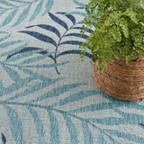 Nourison Garden Oasis GOA01 Machine Made Power-loomed Borderless Design Indoor/Outdoor Tropical Outdoor Rug Blue, Blue 100% Polypropylene 99446959287