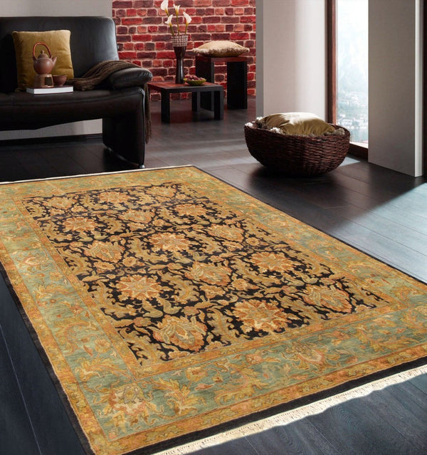 Pasargad Home Mogul Art Agra Hand-knotted Wool Area Rug In Elegant Red Floral Design For Indoors   024565