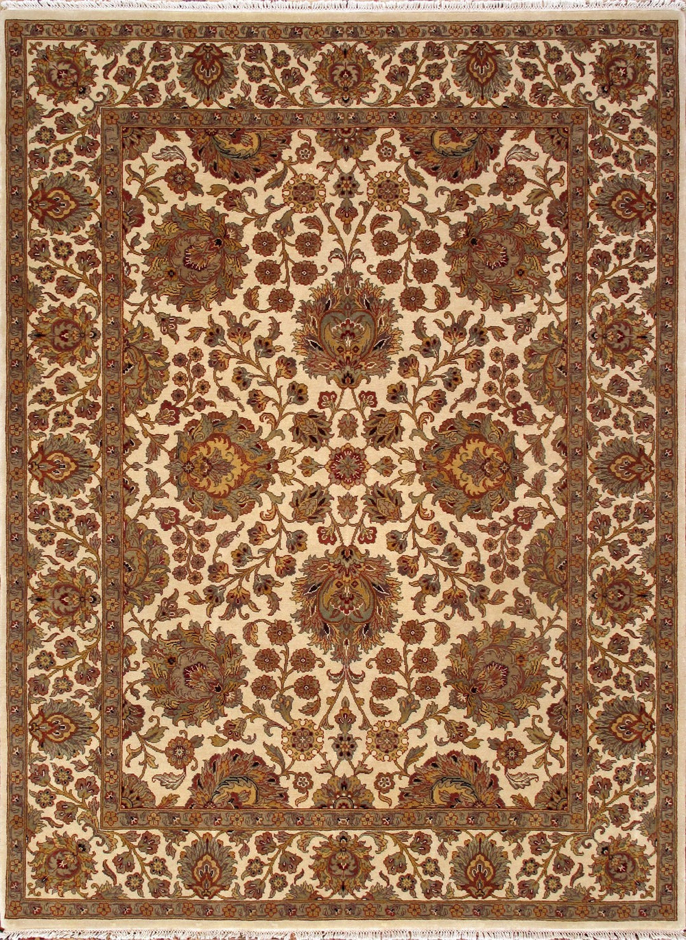 Pasargad Home Agra Collection Hand-knotted Wool Area Rug - Luxurious Ivory Design, 8'11" X 12'0"   Hs-145 Ivory 9x12