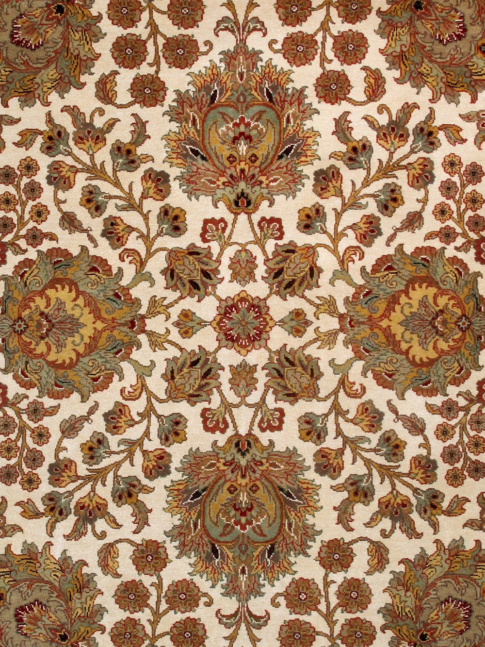 Pasargad Home Agra Collection Hand-knotted Wool Area Rug - Luxurious Ivory Design, 8'11" X 12'0"   Hs-145 Ivory 9x12