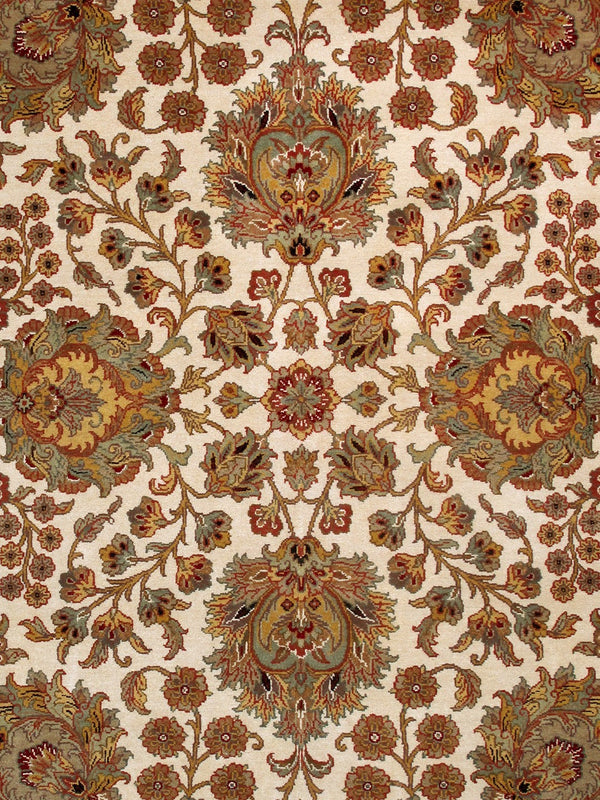 Pasargad Home Agra Collection Hand-knotted Wool Area Rug - Luxurious Ivory Design, 8'11" X 12'0"   Hs-145 Ivory 9x12