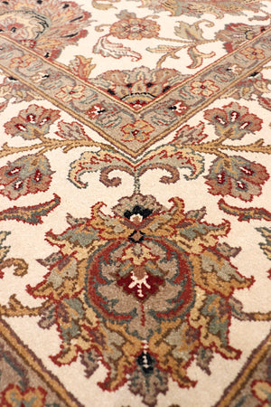 Pasargad Home Agra Collection Hand-knotted Wool Area Rug - Luxurious Ivory Design, 8'11" X 12'0"   Hs-145 Ivory 9x12