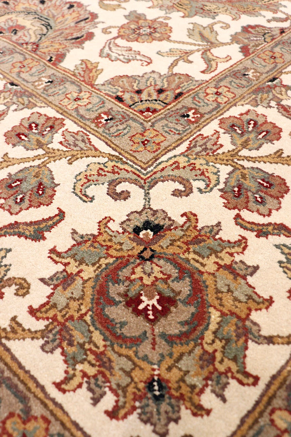 Pasargad Home Agra Collection Hand-knotted Wool Area Rug - Luxurious Ivory Design, 8'11" X 12'0"   Hs-145 Ivory 9x12