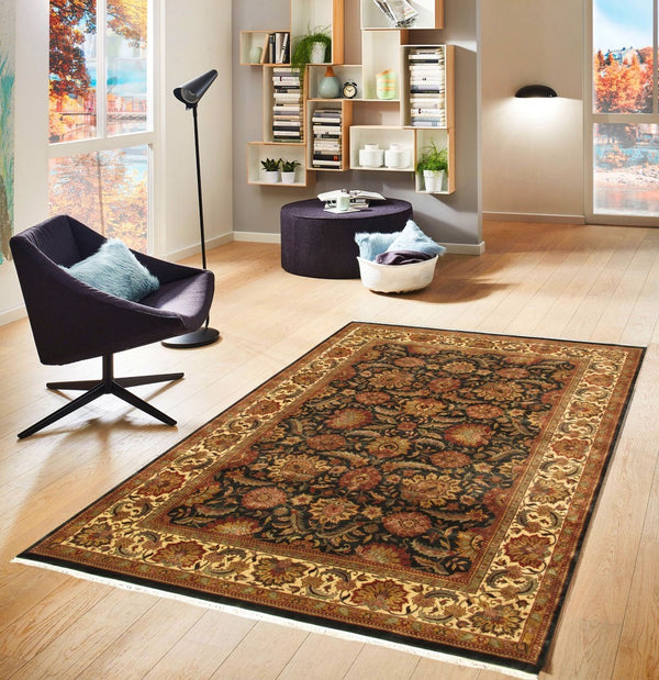 Pasargad Home Mogul Art Agra Hand-knotted Wool Area Rug In Elegant Red Floral Design For Indoors   024478