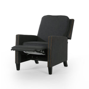 English Elm Christopher Knight Home® - 27.5" Wide Manual Standard Recliner with Plush Upholstery, Nailhead Trim & Contemporary Pushback Comfort Dark Gray 62808.00DGRY
