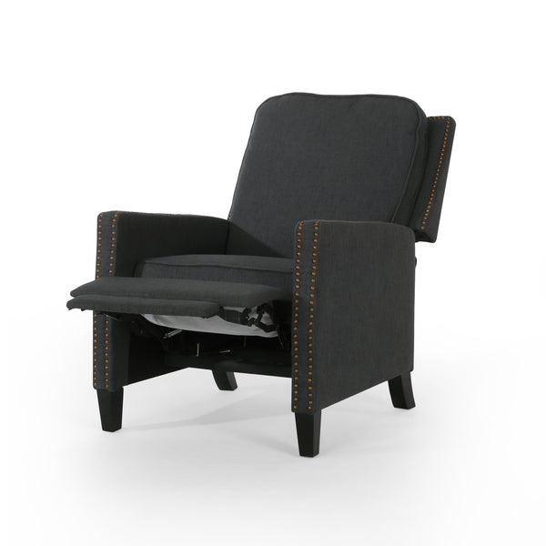 English Elm Christopher Knight Home® - 27.5" Wide Manual Standard Recliner with Plush Upholstery, Nailhead Trim & Contemporary Pushback Comfort Dark Gray 62808.00DGRY