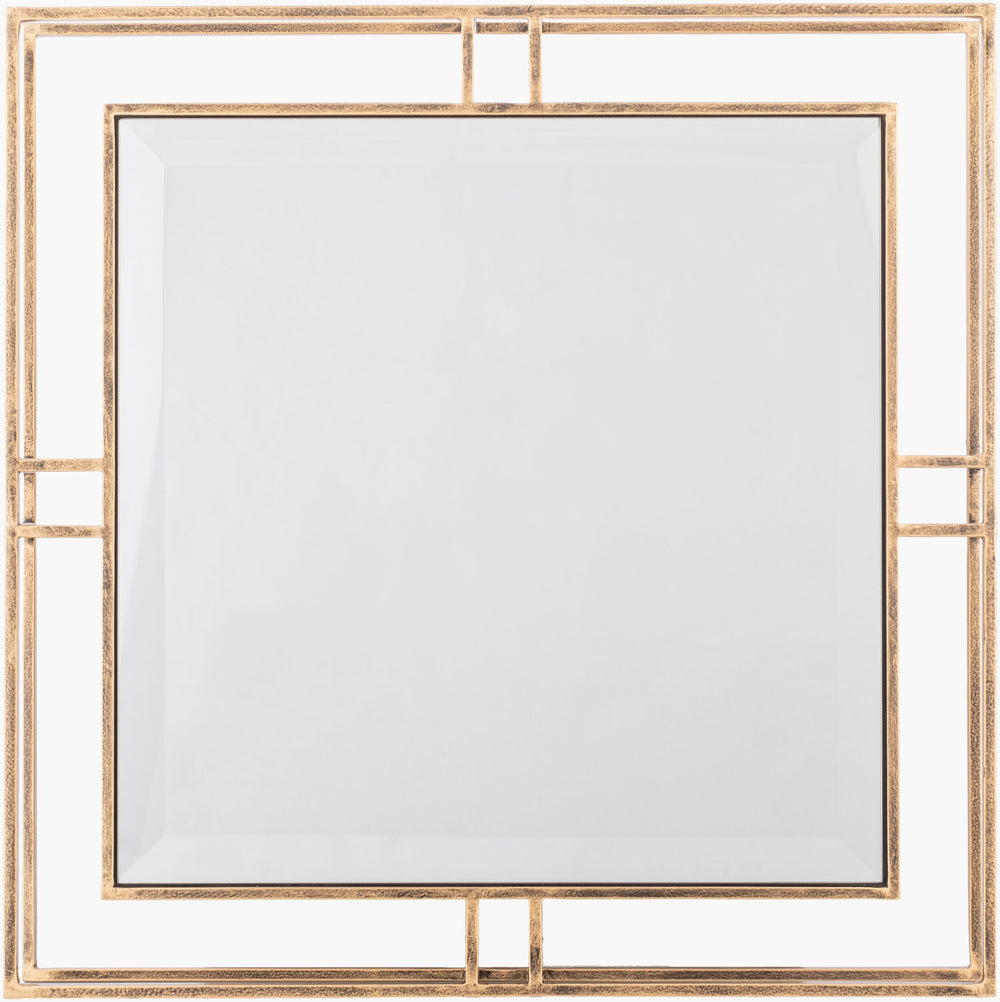 Surya Alpenglow 18" Hand-finished Accent Mirror - Elegant Metal Design For Modern Home Decor, Versatile Use Frame, Gold Iron Agw002-1818