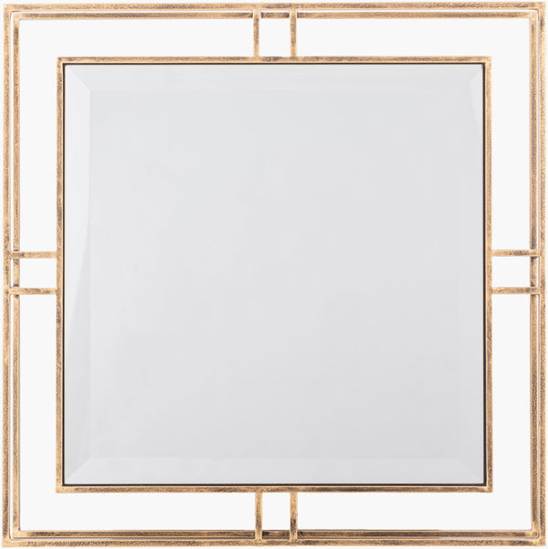 Surya Alpenglow 18" Hand-finished Accent Mirror - Elegant Metal Design For Modern Home Decor, Versatile Use Frame, Gold Iron Agw002-1818