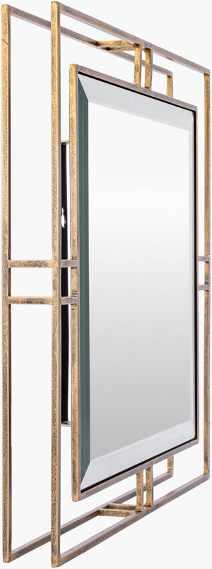 Surya Alpenglow 18" Hand-finished Accent Mirror - Elegant Metal Design For Modern Home Decor, Versatile Use Frame, Gold Iron Agw002-1818