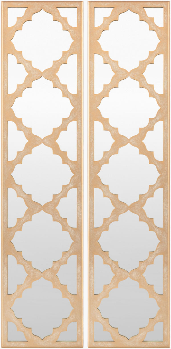 Surya Alpenglow 30"H X 7"W X 6"D Hand-painted Metal Mirror - Versatile Design For Modern Home Décor Frame, Gold Iron Agw003-set