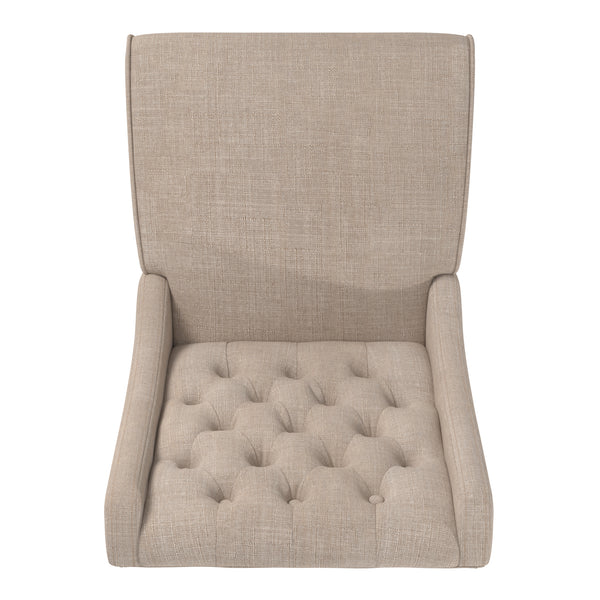 Homelegance By Top-Line Griffin Tufted Wingback Hostess Chairs (Set of 2) Natural Rubberwood