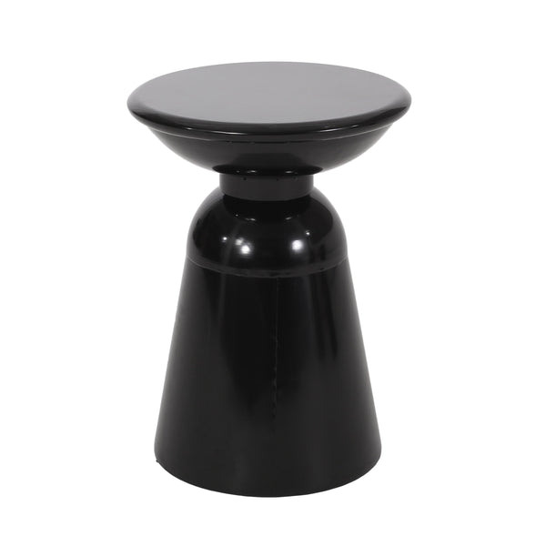 English Elm Outdoor Powder-coated Iron Pedestal Side Table for Patio and Lounge Spaces Black 73615.00BLK