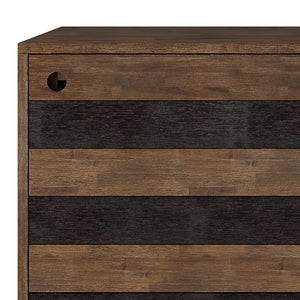 English Elm Clarkson Mid Century Medium Storage Cabinet in Rustic Natural Aged Brown – Solid Acacia Wood, 3 Drawers, Sliding Door, Adjustable Shelves B136P158779