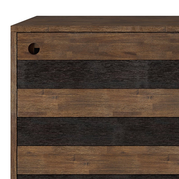 English Elm Clarkson Mid Century Medium Storage Cabinet in Rustic Natural Aged Brown – Solid Acacia Wood, 3 Drawers, Sliding Door, Adjustable Shelves B136P158779