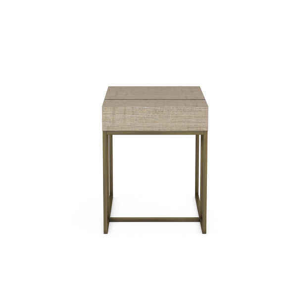 A.R.T. Furniture North Side End Table - Stylish Transitional Design With Flaxen Bronze Frame And Hidden Storage Drawer Brown Parrawood Solids,Quarter Figured,Fiddle Ash Veneer,Metal 269304-2556