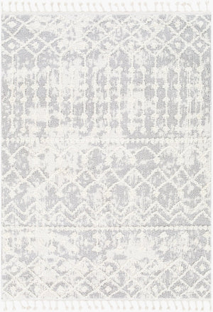 Livabliss Alhambra Machine Woven Polyester Area Rug High Low Pile Global Bohemian Living Room Light Gray, Cre 6'7" x 9' AHB2307-679
