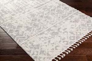Livabliss Alhambra Machine Woven Polyester Area Rug High Low Pile Global Bohemian Living Room Light Gray, Cre 6'7" x 9' AHB2307-679
