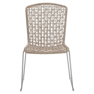 Bernhardt Bernhardt Carmel Outdoor Side Chair — Twisted Abaca All-Weather Wicker, Stainless Steel Base, Hazelnut Finish X03551