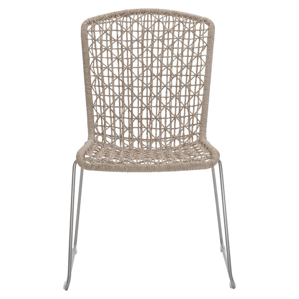 Bernhardt Bernhardt Carmel Outdoor Side Chair — Twisted Abaca All-Weather Wicker, Stainless Steel Base, Hazelnut Finish X03551