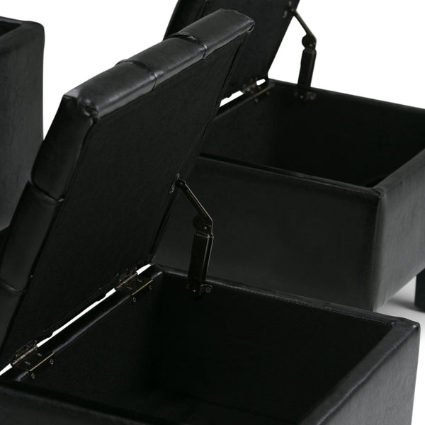 English Elm Dover 3-Piece Storage Ottoman Set In Midnight Black - Versatile Seating & Stylish Hidden Storage B136P159054