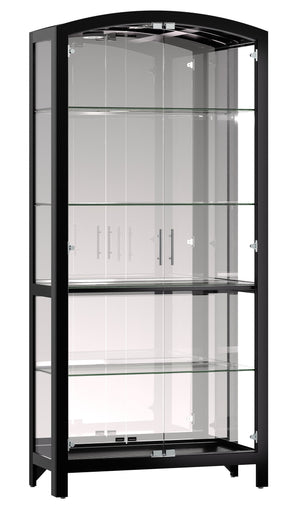 Hekman Furniture 680771 Elsie Ii Gloss Black Display Cabinet With Adjustable Shelves, Led Light & Frameless Glass Doors Gloss Black Elsie Ii Curio Cabinet 680771