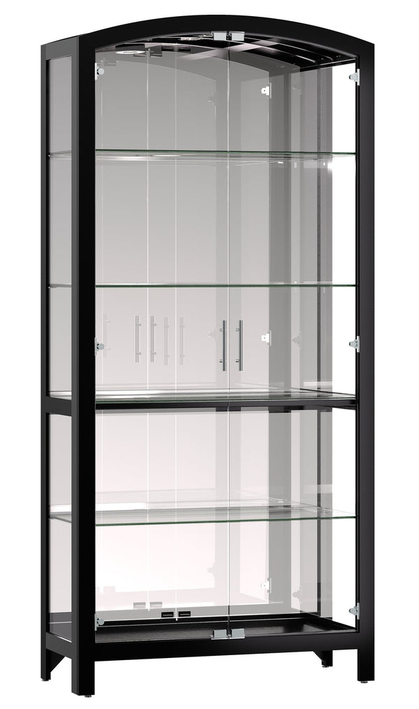 Hekman Furniture 680771 Elsie Ii Gloss Black Display Cabinet With Adjustable Shelves, Led Light & Frameless Glass Doors Gloss Black Elsie Ii Curio Cabinet 680771