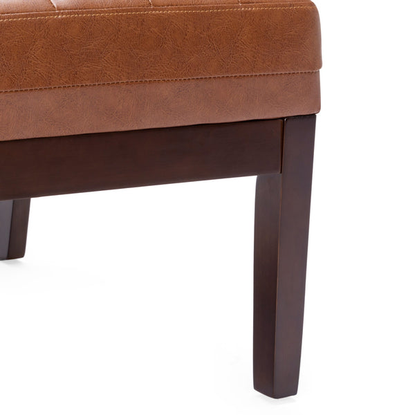 English Elm Christopher Knight Home® - Accent Chair Cognac Upholstered Tufted Waffle Stitch PU with Dark Espresso Rubberwood Legs, Cozy Midcentury SELLER 70753.00COGN