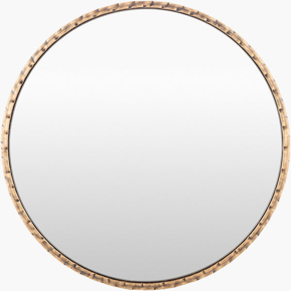 Surya Alchemist 25" Modern Hammered Iron Accent Mirror - Versatile Vertical/Horizontal Decor For Elegance Frame, Gold Iron Ahi002-2525