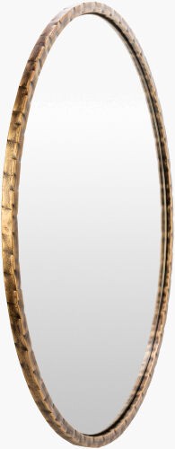 Surya Alchemist 25" Modern Hammered Iron Accent Mirror - Versatile Vertical/Horizontal Decor For Elegance Frame, Gold Iron Ahi002-2525