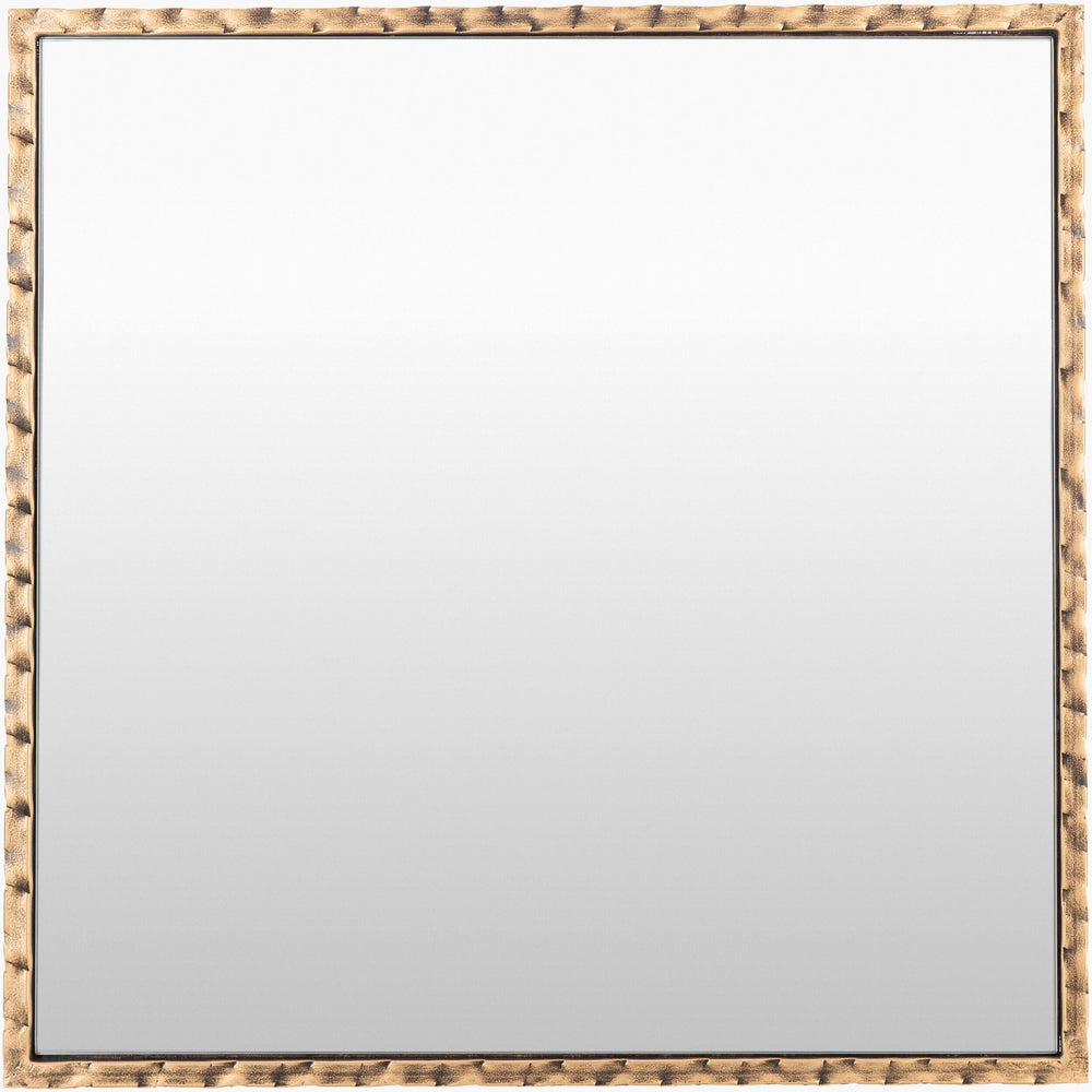 Surya Alchemist 25" Modern Hammered Iron Accent Mirror - Versatile Vertical/Horizontal Decor For Elegance Frame, Gold Iron Ahi003-2525