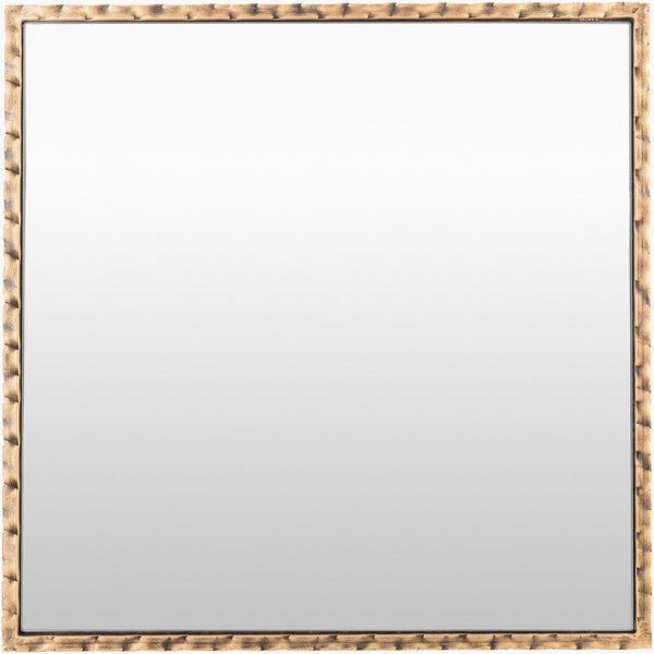 Surya Alchemist 25" Modern Hammered Iron Accent Mirror - Versatile Vertical/Horizontal Decor For Elegance Frame, Gold Iron Ahi003-2525