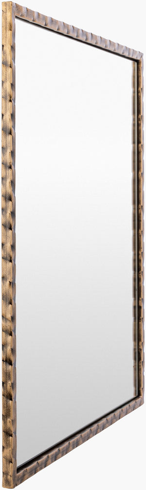 Surya Alchemist 25" Modern Hammered Iron Accent Mirror - Versatile Vertical/Horizontal Decor For Elegance Frame, Gold Iron Ahi003-2525