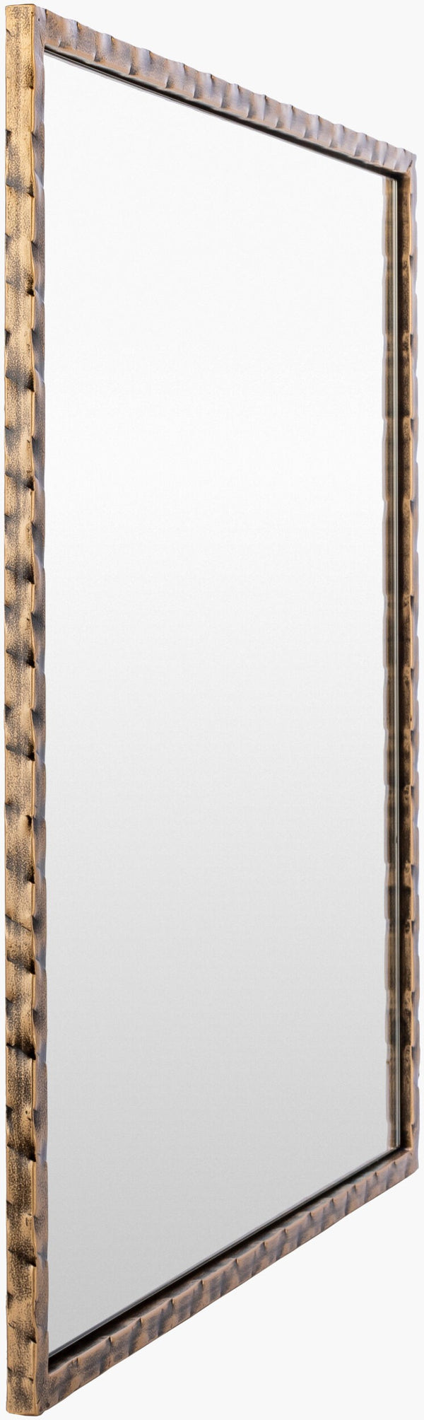 Surya Alchemist 25" Modern Hammered Iron Accent Mirror - Versatile Vertical/Horizontal Decor For Elegance Frame, Gold Iron Ahi003-2525