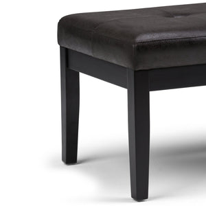 English Elm Lacey Tufted Ottoman Bench - Distressed Black Vegan Leather For Stylish Entryway & Living Room Use B136P159206