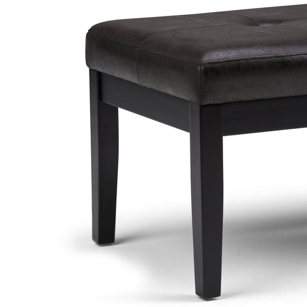 English Elm Lacey Tufted Ottoman Bench - Distressed Black Vegan Leather For Stylish Entryway & Living Room Use B136P159206