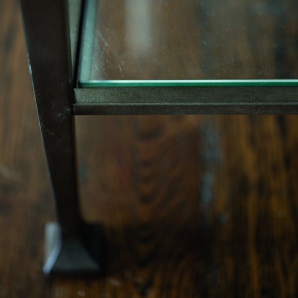 Bernhardt Bernhardt Santa Barbara Console Table With Textured Oak Veneer, Tempered Glass Shelf & Vintage Nickel Base 385910