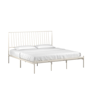 Homelegance By Top-Line Dante Metal Platform Bed with Curved Metal Headboard White Metal