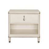 Grace One Drawer Nightstand with USB Port White with Opulent Opal Finish P377140 Pulaski Furniture