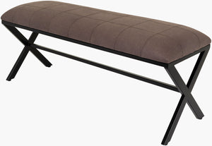 Surya Ashland Contemporary 18"H X 47"W Faux Leather Bench - Stylish Design For Modern Home Decor! Upholstery, Charcoal,Base, Black Faux Leather,Iron,Manufactured Wood Ahl-002