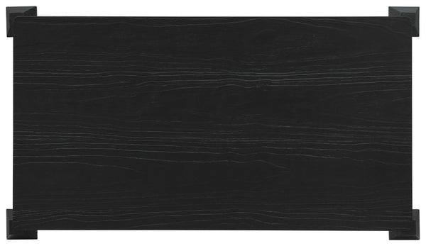Hooker Furniture Commerce Xaden Gathering Desk — Charred Black Shou Sugi Ban Finish, Sculpted Legs & Pewter Crossbar, Rustic Industrial Statement Piece 7228-10019-99