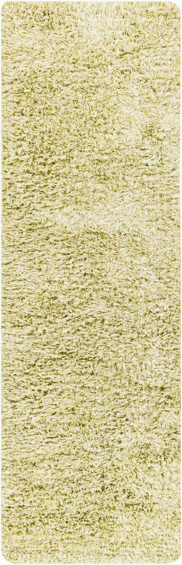 Surya Anaheim Ahm-2302 2'6" X 8' Hand Woven Area Rug - Luxurious Plush Polyester With Stylish Fringe Grass Green Polyester Ahm2303-268