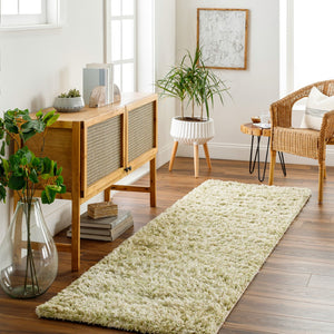 Surya Anaheim Ahm-2302 2'6" X 8' Hand Woven Area Rug - Luxurious Plush Polyester With Stylish Fringe Grass Green Polyester Ahm2303-268