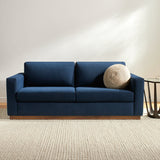 Amherst AHR-002 31"H x 86"W x 37"D Sofa AHR002-318637  Upholstery: Blue; Base: Brown Surya