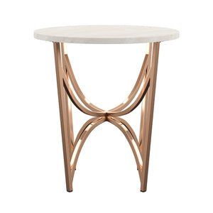 Homelegance By Top-Line Milena Champagne Gold Finish End Table with White Faux Marble Top Champagne Gold Marble