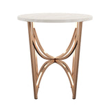 Homelegance By Top-Line Milena Champagne Gold Finish End Table with White Faux Marble Top Champagne Gold Marble