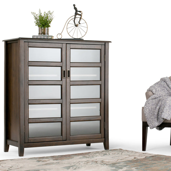 English Elm Burlington - Handcrafted Mahogany Brown Storage Cabinet With Glass Doors & Adjustable Shelves B136P159510