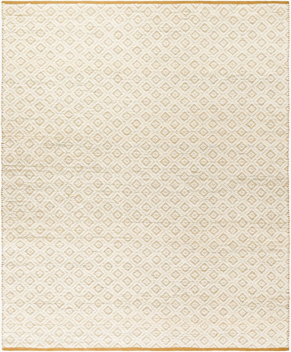 Livabliss Ahlat Handwoven Cotton Wool Flatweave Runner Rug for Hallways and Entryways Mustard, Cream 5' x 7'6" AHT2301-576