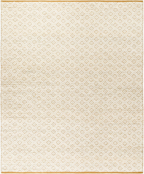 Livabliss Ahlat Handwoven Cotton Wool Flatweave Runner Rug for Hallways and Entryways Mustard, Cream 5' x 7'6" AHT2301-576