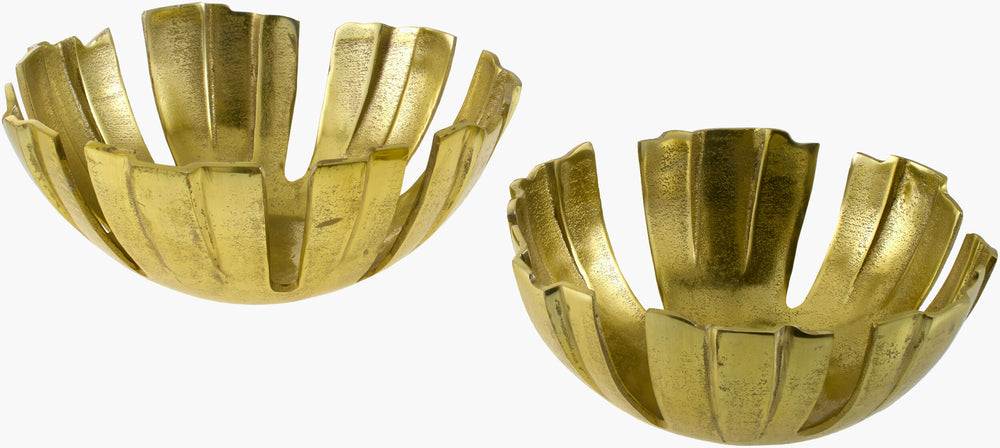 Surya Anhui Decorative Bowl – Elegant Aluminum Accent, Durable Design For Home Décor & Easy Maintenance Metallic ,Brass Aluminum Ahu002-set